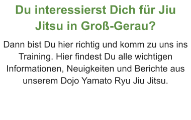 Du interessierst Dich für Jiu Jitsu in Groß-Gerau? Dann bist Du hier richtig und komm zu uns ins Training. Hier findest Du alle wichtigen Informationen, Neuigkeiten und Berichte aus unserem Dojo Yamato Ryu Jiu Jitsu.